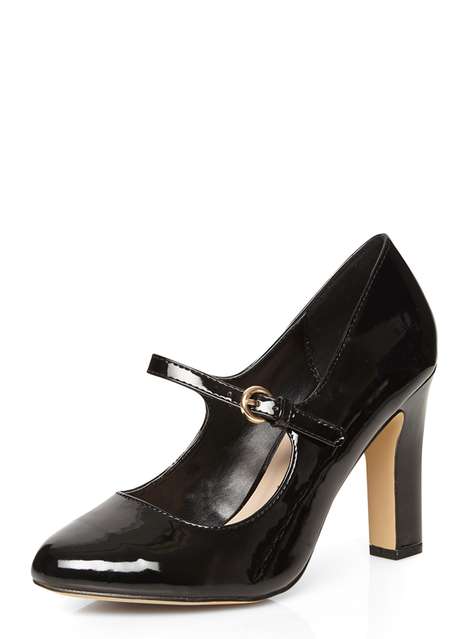 Wide Fit 'Whoop' Mary Jane Black Court Shoes